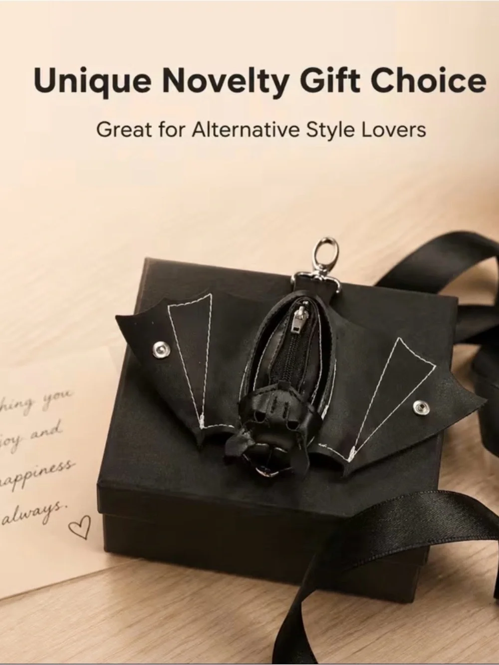 🆕 Vegan Leather - Spooky - Bat Wing - Coin - Belt Pouch - Keychain - Bag Charm